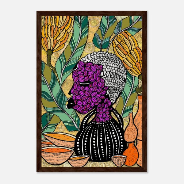 Banana framed print in a dark wood frame, 30 × 45 cm, not assembled