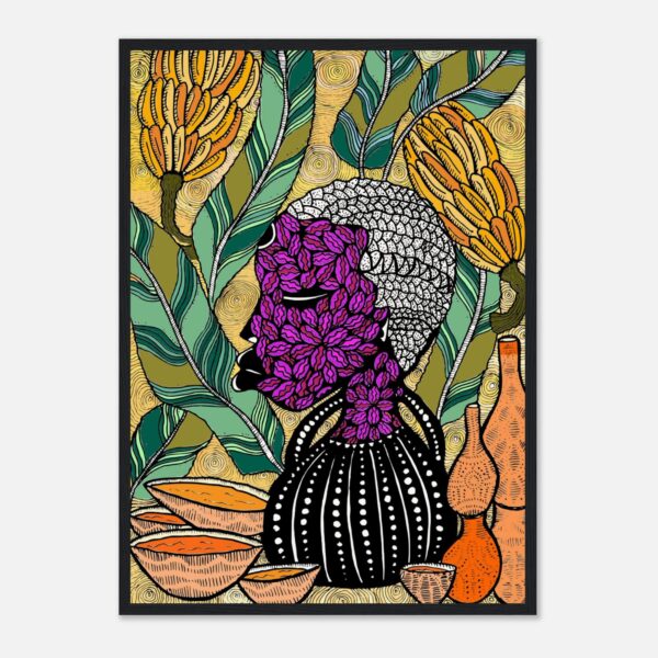 Banana framed print in a black frame, 50 × 70 cm