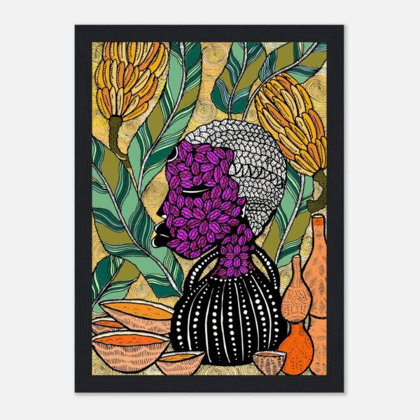 Banana framed print in a black frame, A4, not assembled