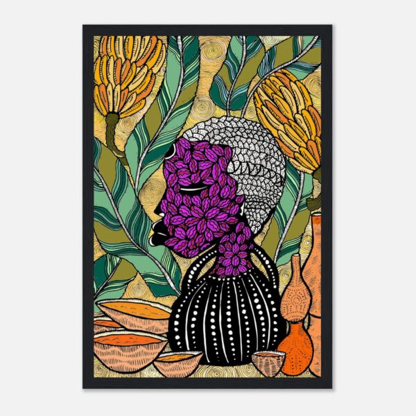 Banana framed print in a black frame, 30 × 45 cm