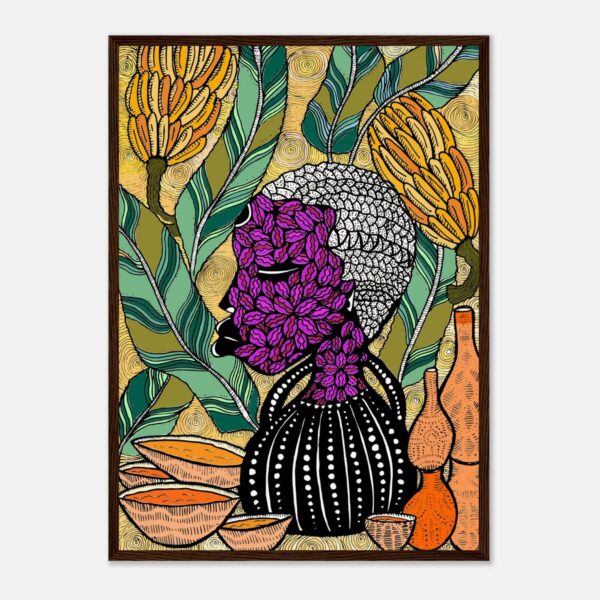 Banana framed print in a dark wood frame, 50 × 70 cm, not assembled
