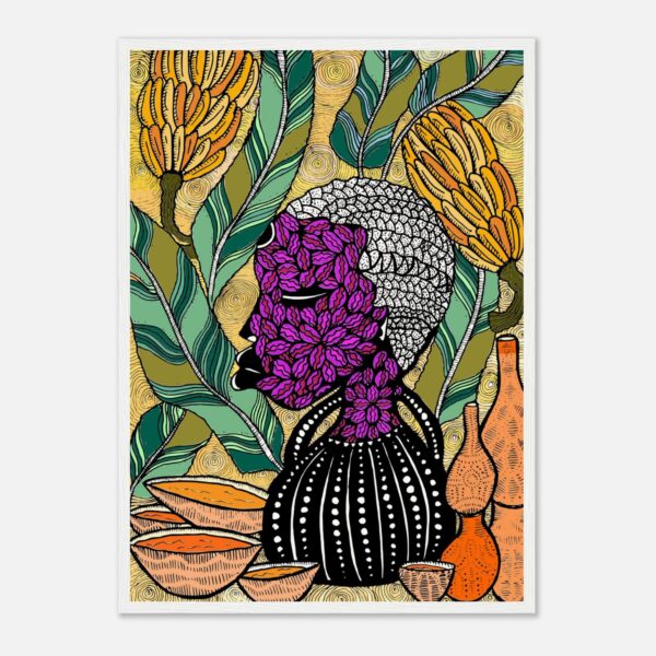 Banana framed print in a white frame, 50 × 70 cm