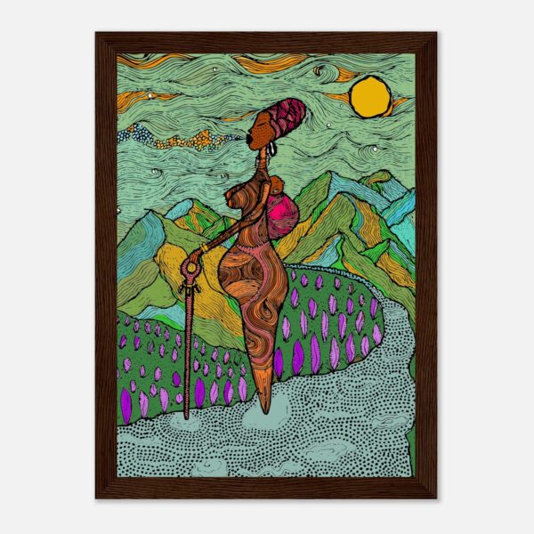 Journey-bilde med ramme i mørkt tre, A4, umontert